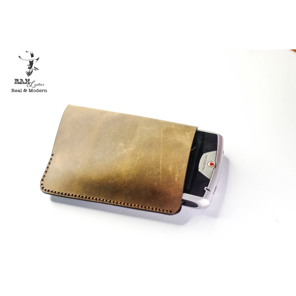 Bao Da Blackberry 8700 Da Bò Sáp Nâu - RAM Leather