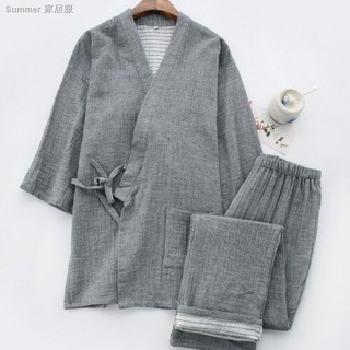 Bộ Đồ Pajamas Cotton Phong Cách Kimono Xinh Xắn Cho Nam Nữ