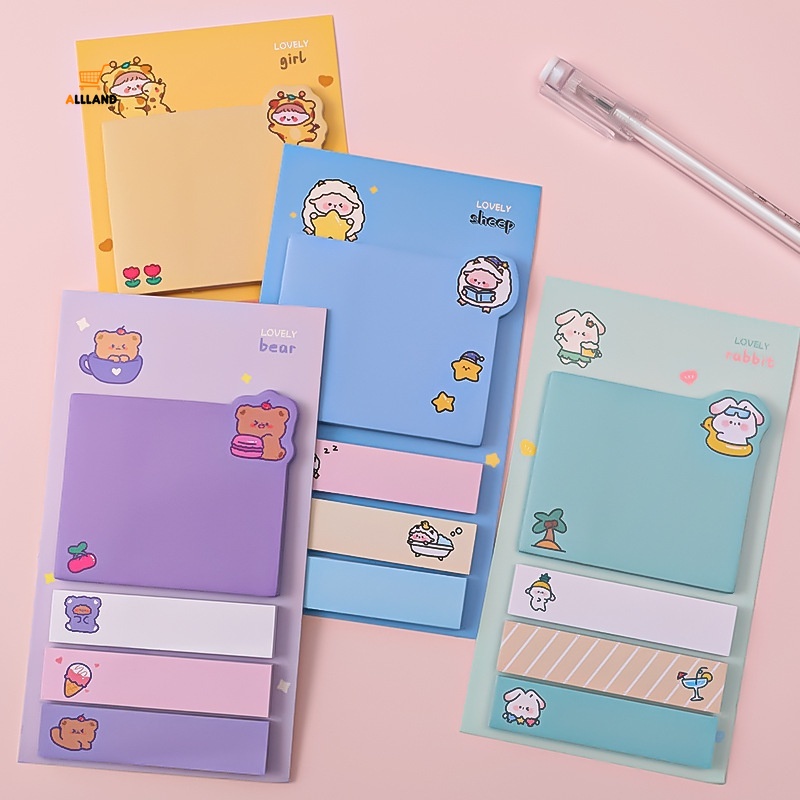 Bộ 80 tờ giấy ghi chú hình động vật dễ thương sáng tạo cho nữ