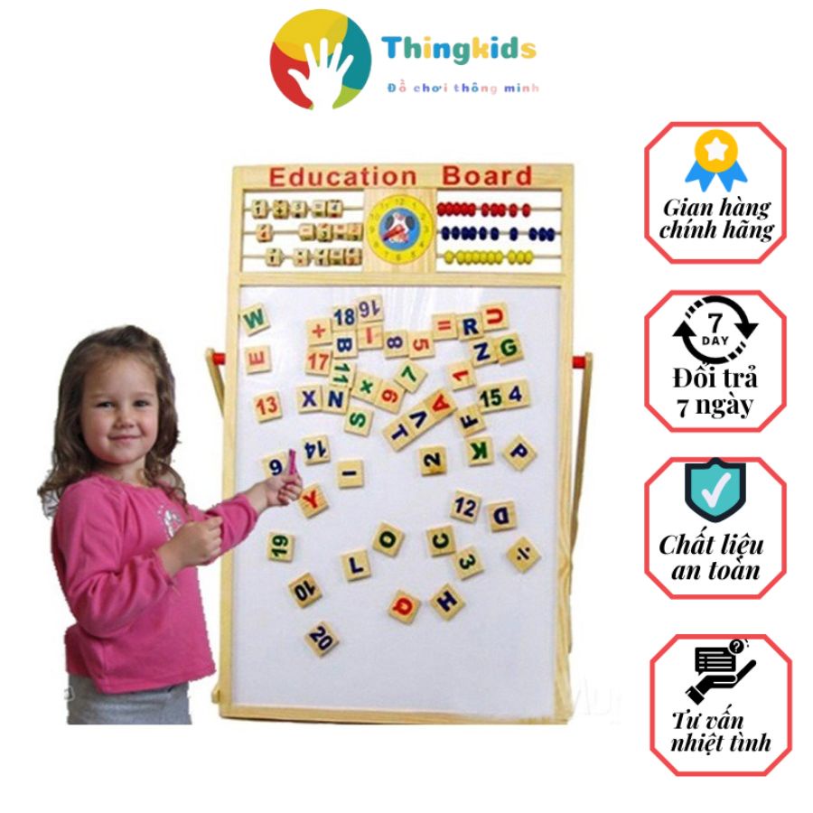 Bảng ghép nam châm chữ và số 2 mặt - THINGKIDS