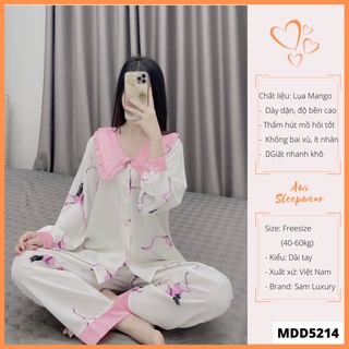 Bộ Pyjama Dài Tay Cổ Bèo Lụa Mango Sam Luxury Xinh Xắn - Awi Sleepwear