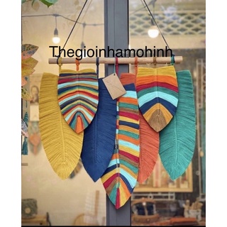 Mành lá macrame mix màu vintage có phun keo định hình lá