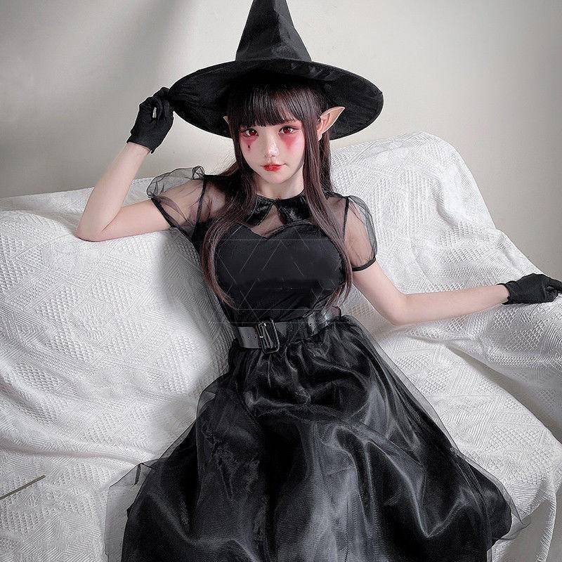 Halloween cos black magician cos witch skirt little devil witch costume ghost bride party cosplay costume