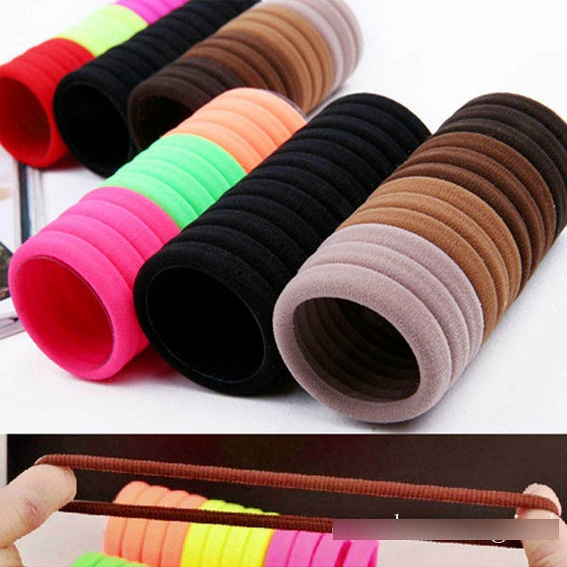 Set 20 / 24 Dây Buộc Tóc Chất Liệu Nylon Co Giãn Nhiều Màu Thời Trang Cho Nữ