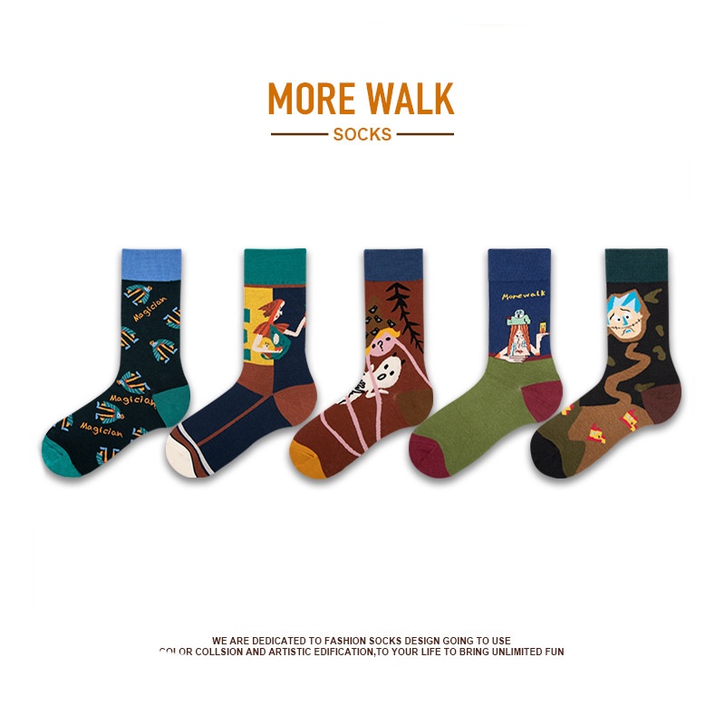 Vớ cotton tinh khiết WAFNHA D189 họa tiết hoạt hình cho unisex