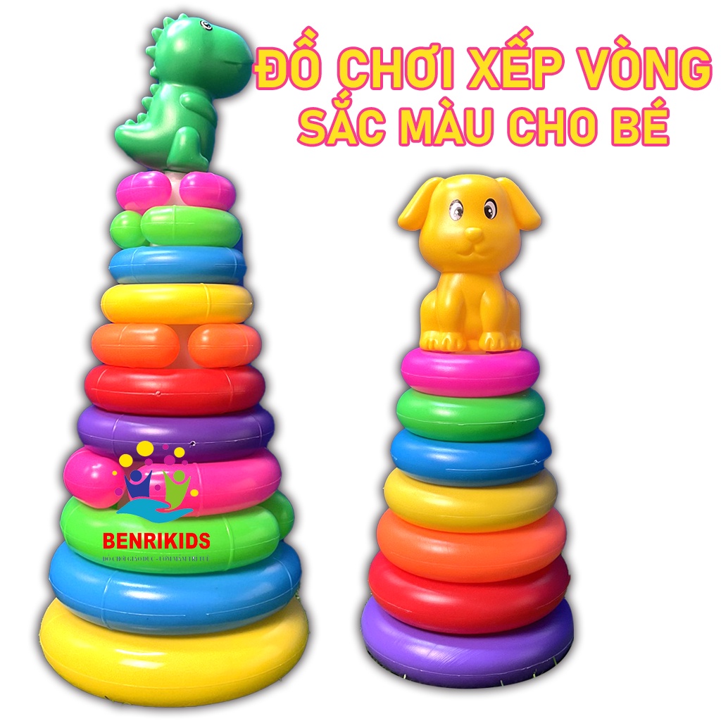 Đồ Chơi Tháp Xếp Chồng Giúp Bé Nhận Biết Màu Sắc Kích Thước Tháp Cầu Vồng Phát Triển Tư Duy