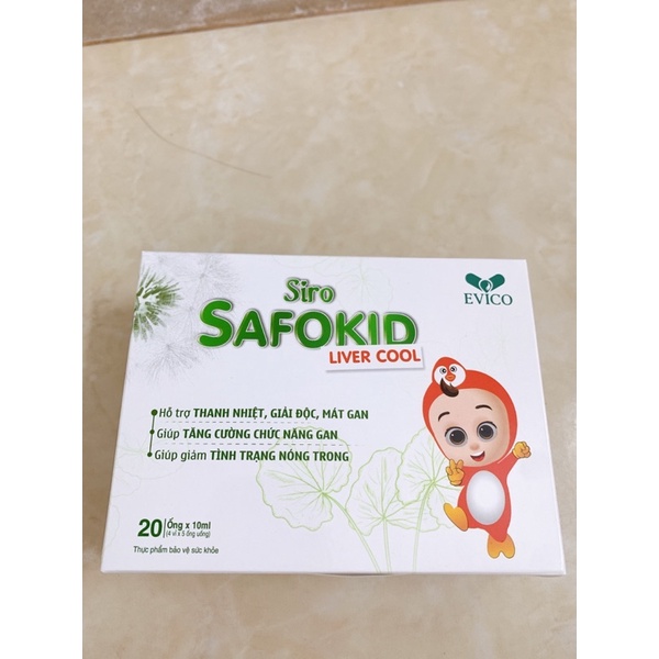 Siro Safokid thanh nhiệt, giải độc, mát gan, táo bón cho bé hộp 20 ống 10ml