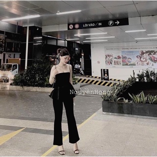 set áo peplum + quần loe from dài