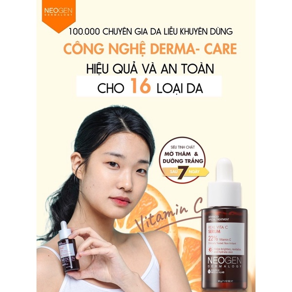 Siêu Tinh Chất Xoá Thâm Dưỡng Trắng Vitamin C SAP Neogen Dermalogy Real Vita C Serum 32g