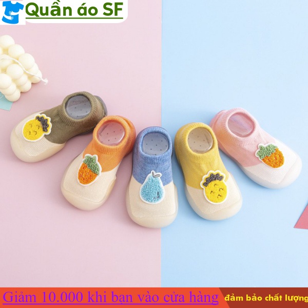 【Quần áo SF】(MỚI) Giày vải dệt kim đế mềm thoáng khí hình trái cây hoạt hình cho bé tập đi