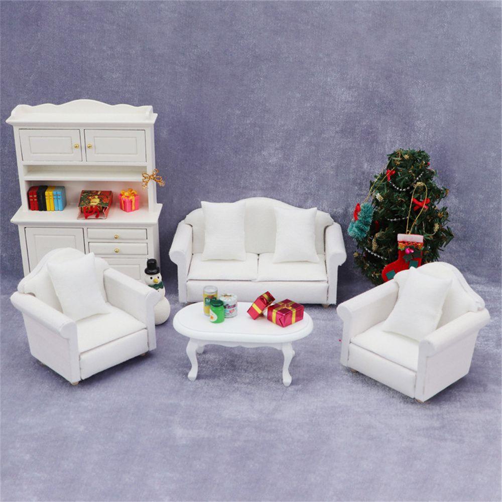 Mô Hình Ghế Sofa Gỗ Mini Tỉ Lệ 1: 12 Dùng Để Trang Trí Nhà Búp Bê