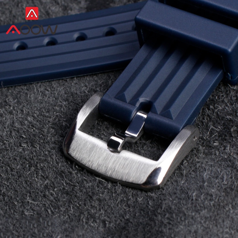 Dây Đeo Đồng Hồ Thể Thao Bằng Cao Su Silicone Màu Đen 20mm 22mm Chống Nước