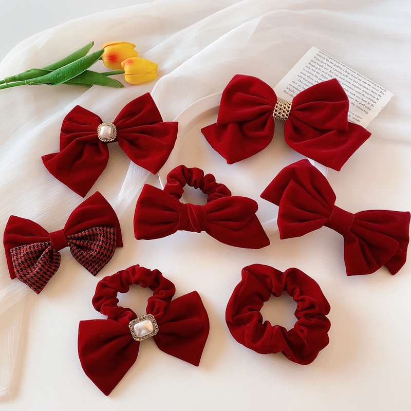 Dây buộc tóc nơ vải nhung phong cách Hàn Quốc thời trang tinh tế dành cho nữ