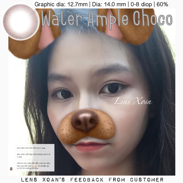 Áp tròng WATER AMPLE CHOCO- LENS ME ( LENS XOẮN): NÂU CHOCO SIÊU TỰ NHIÊN