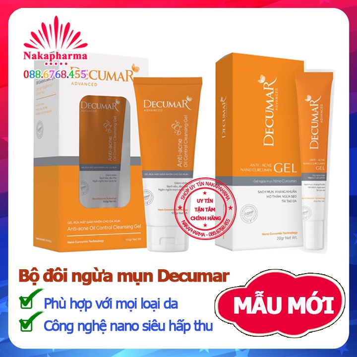 ✅  Bộ đôi chăm sóc da Decumar Advanced - Ngừa mun, dưỡng ẩm, nhanh liền sẹo xóa vết thâm nám Dercumar | Dercuma