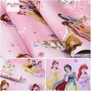 Giấy dán tường keo sẵn mẫu công chúa esla khổ 1 cuộn dài 10m ngang 45cm