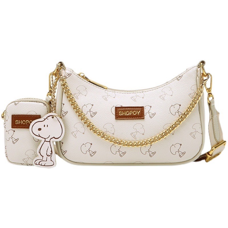 Túi kẹp nách nữ kèm ví nhỏLinh StoreTúi đeo chéo Snoopy họa tiết cún dễ thương da mềm cực xinh SPB 401