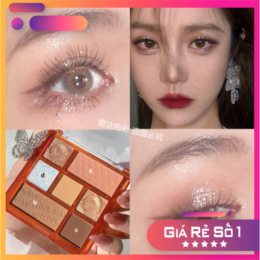 Bảng Phấn Mắt GlamColour 7 Ô REAL EYE PALLET Kết Hợp Phấn Má Và Nhũ Bắt Sáng Hiệu Ứng Ánh Kim - 11g