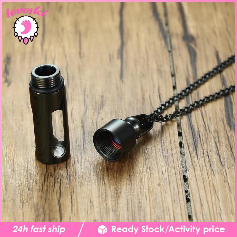 [Lovoski] Vòng cổ Ống Đựng Bằng Thép Không Gỉ Có Thể Mở Ra