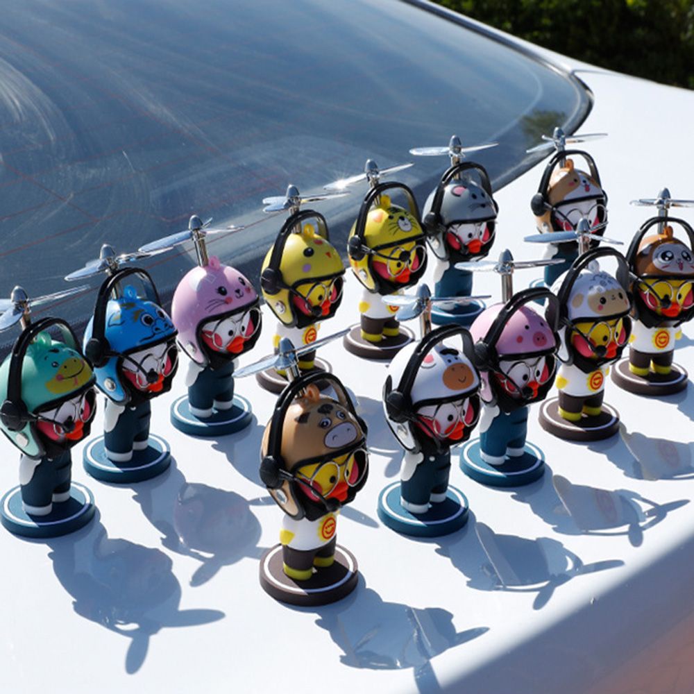 Mô hình chú vịt đội mũ bảo hiểm có chong chóng tre đáng yêu dành cho trang trí nhiều mẫu tùy chọn