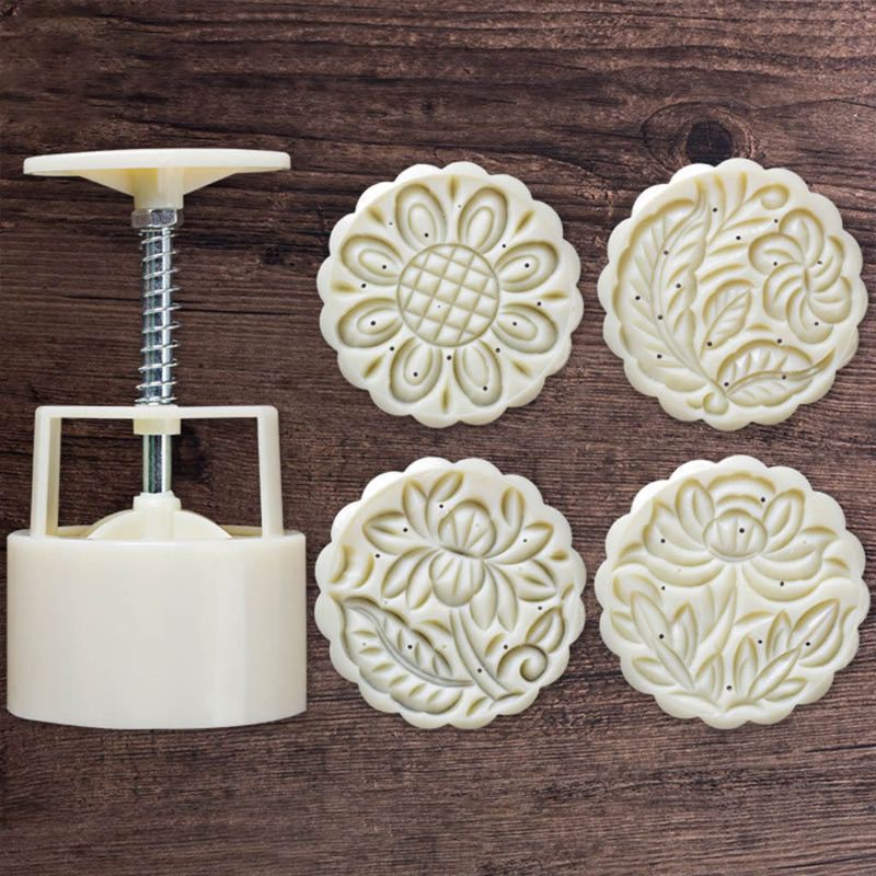 Set 4 Khuôn Nhấn Trang Trí Bánh Trung Thu 125g