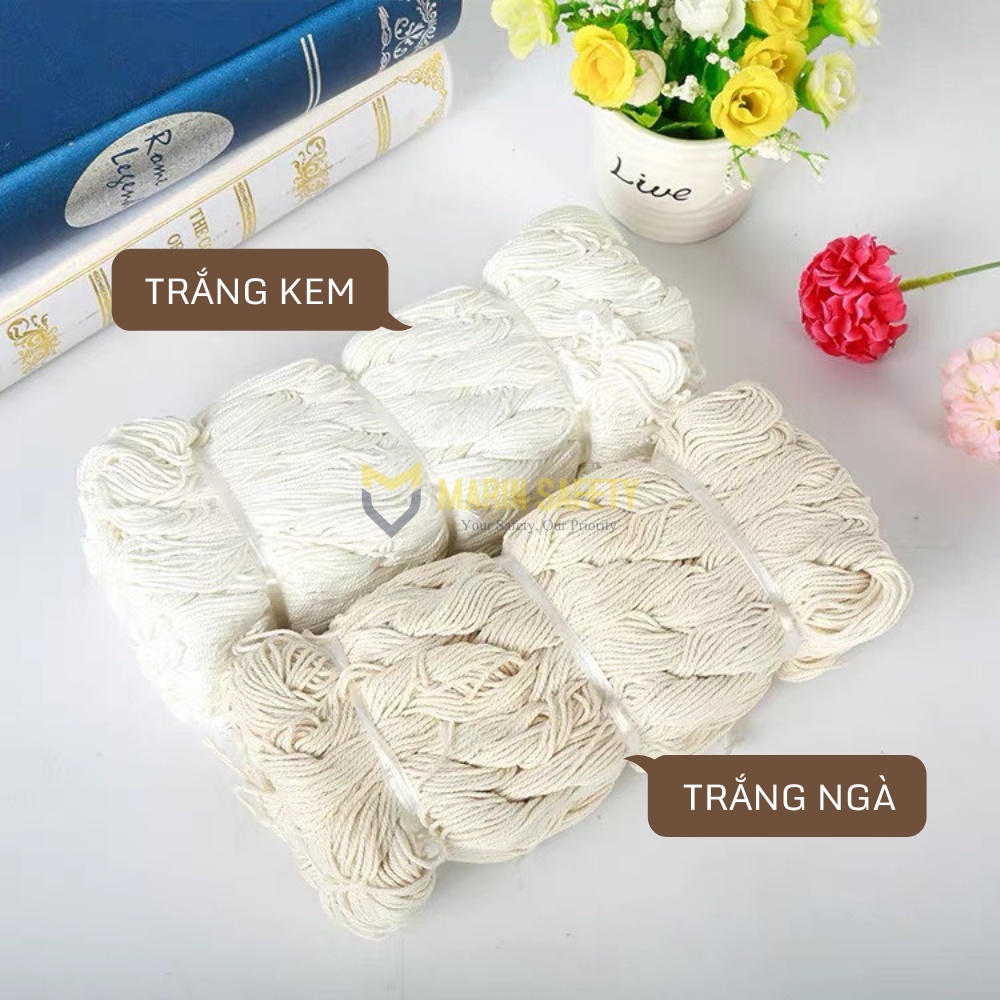 Dây thừng se macrame cotton màu ngà, màu kem (3mm, 4mm, 5mm, 7mm, 10mm)