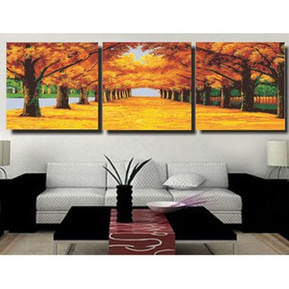 Bộ ba tranh sơn dầu tự tô số hóa tự tô màu - Sắc thu