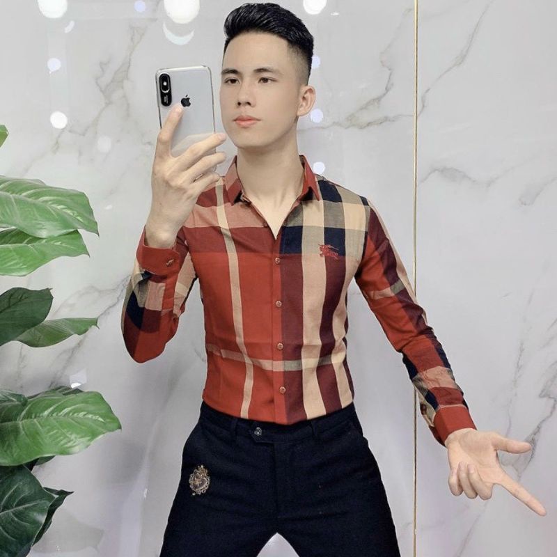 Áo Sơ Mi Nam Dài Tay BBR Đen Trắng Caro Kẻ Sọc Dáng Ôm Vải Cotton Mềm Mịn Không Nhăn Thấm Hút Mồ Hôi