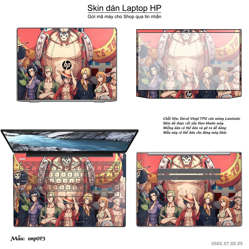 Skin dán Laptop HP in hình One Piece _nhiều mẫu 5 (inbox mã máy cho Shop)