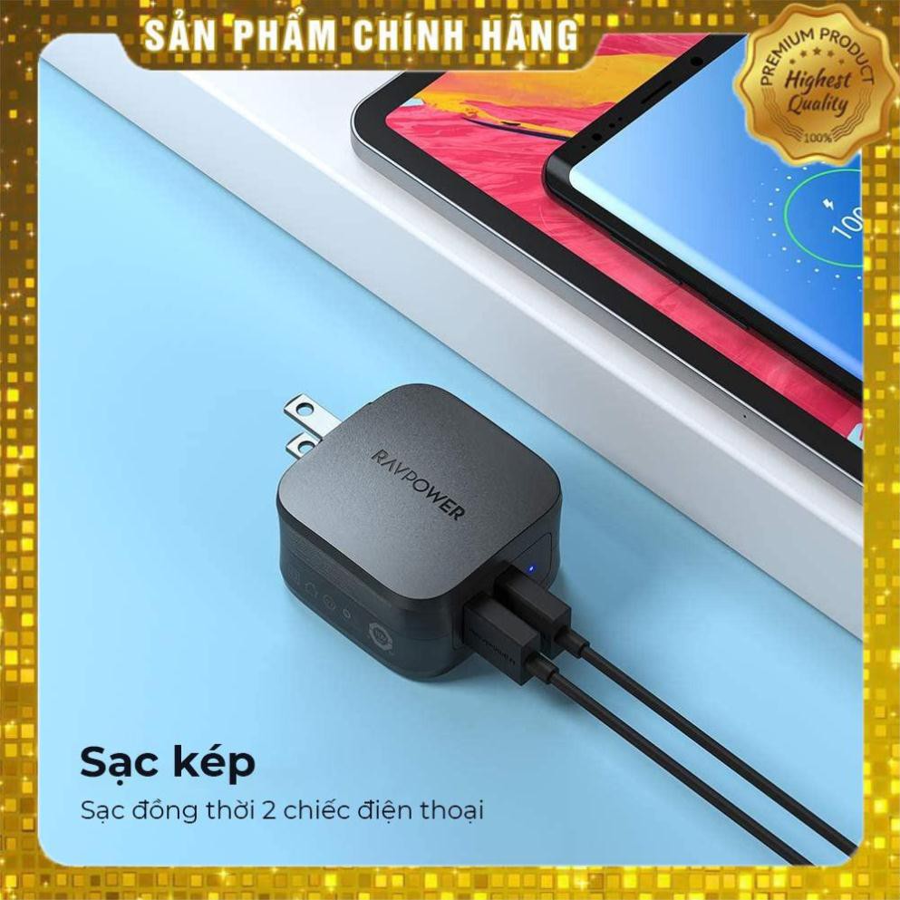 [Hàng Chính Hãng - Bảo Hành 15 tháng] - Bộ sạc tường USB 2 cổng Ravpower RP-PC121 17W