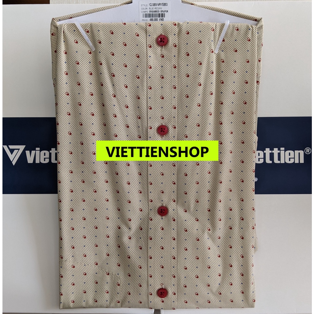 ÁO SƠ MI VIỆT TIẾN DÀI TAY VẢI TRE HOA VĂN