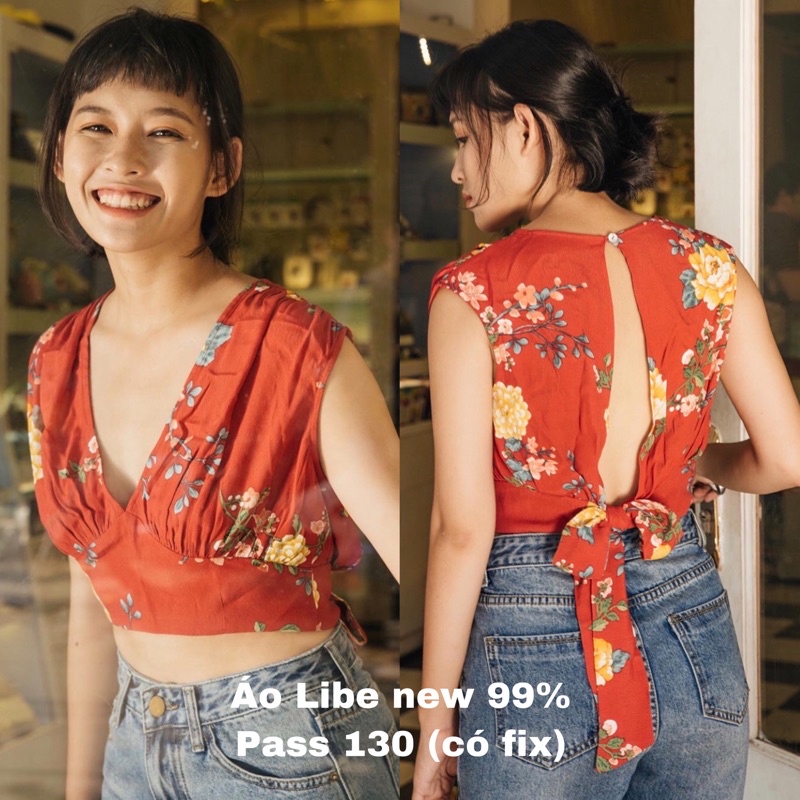 Áo LIBÉ Hoa Cột Dây Hở Lưng