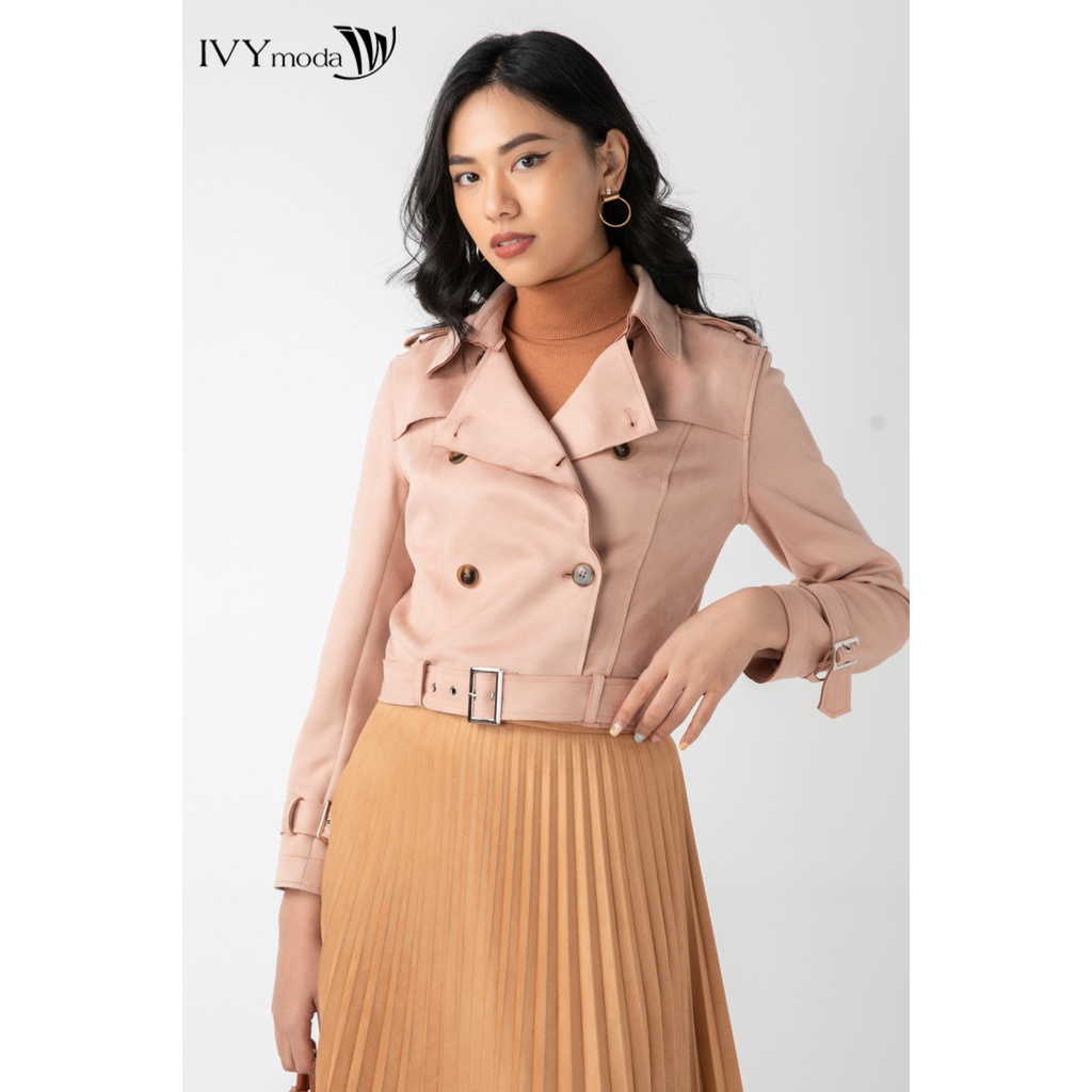 Áo khoác da lộn nữ dáng ngắn IVY moda MS 77M7029