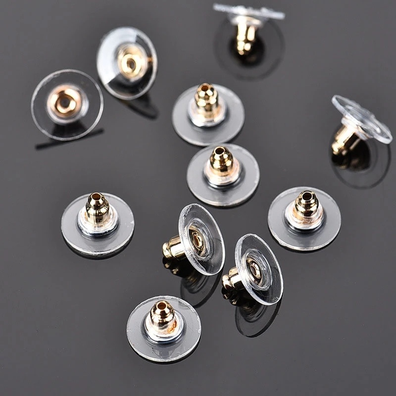 Set 100 nút silicone tròn gắn đuôi bông tai DIY