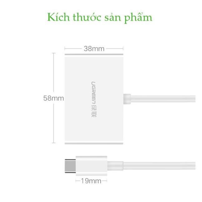 Bộ chuyển đổi USB Type C sang HDMI và VGA dài 15cm UGREEN MM123 ✔HÀNG CHÍNH HÃNG ✔