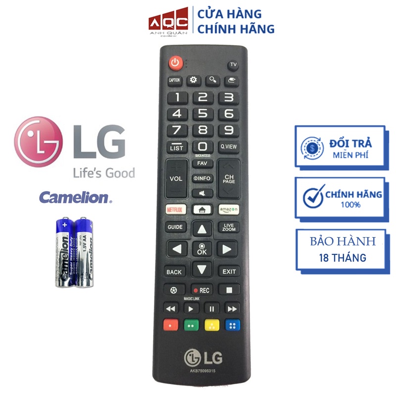 REMOTE ĐIỀU KHIỂN TIVI LG SMART NGẮN Đời Mới NETFLIX-AMAZON Hàng Chuẩn Loại 3 nút trắng Logo LG cao cấp