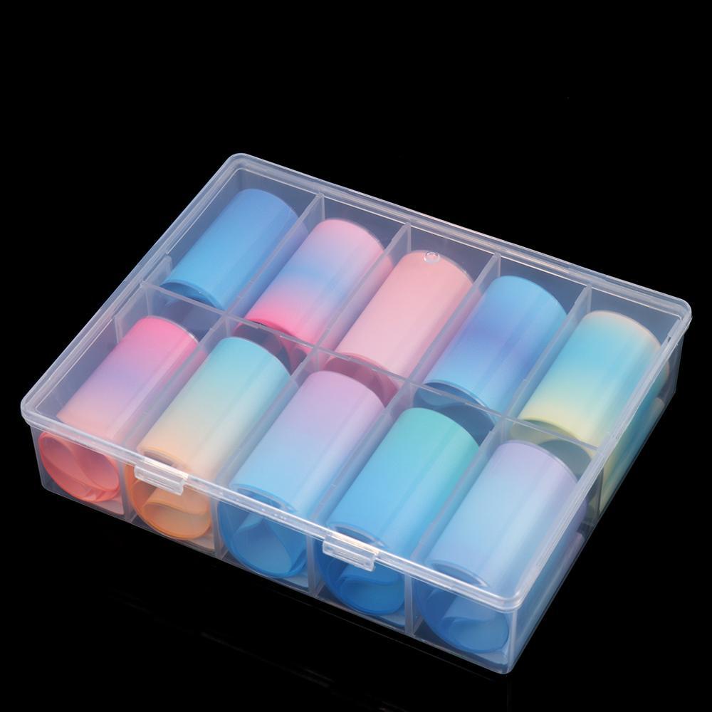 Mih Set Miếng Dán Móng Tay 3D Màu Sắc Cầu Vồng Xinh Xắn