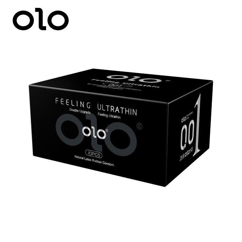 Bao Cao Su OLO Đen Siêu Mỏng 0.01 Feeling Ultra Thin Hương Vani Hộp 10 Bao - KOCODA