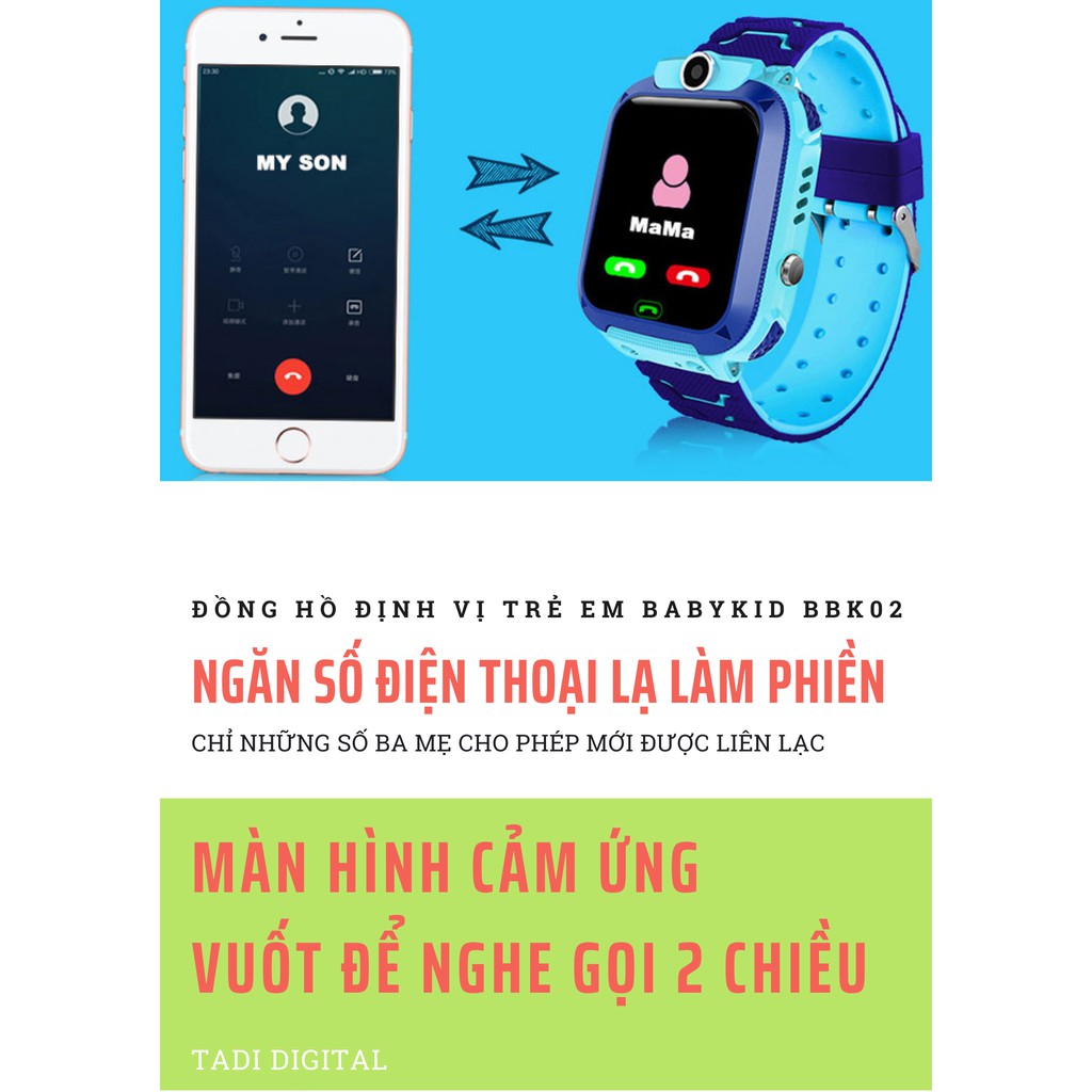 ĐỒNG HỒ THÔNG MINH TRẺ EM, ĐỒNG HỒ ĐỊNH VỊ TADI KID S02 CHỐNG NƯpỚC IP67. CÓ CAMERA CHỤP ẢNH. HỖ TRỢ TIẾNG VIỆT