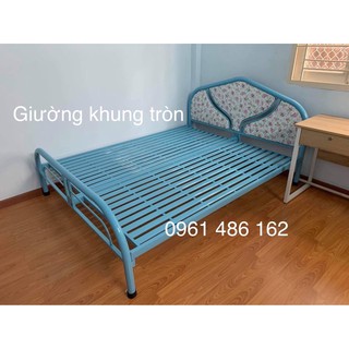 Giường sắt khung tròn - 1m8x2m -bảo hành 12 tháng - freeship hcm