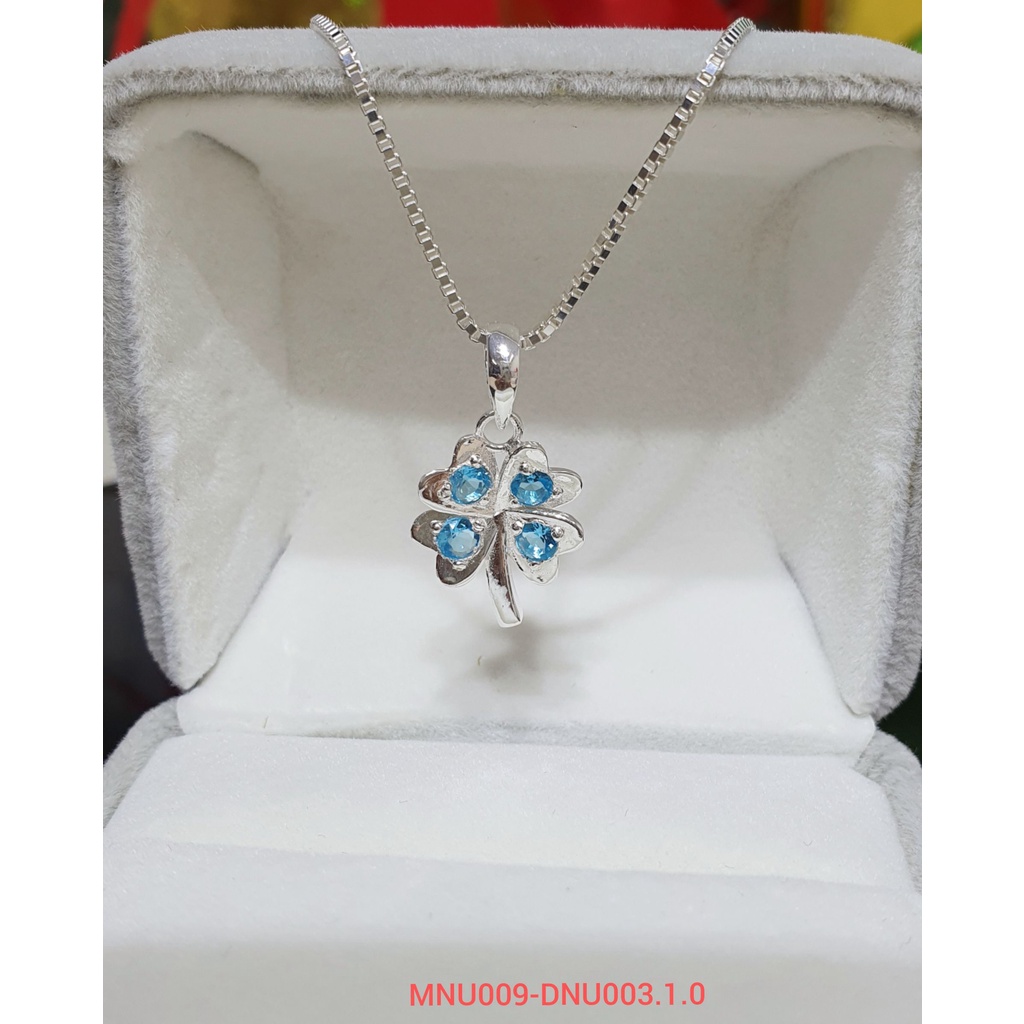 Mặt nữ bạc cỏ 4 lá may mắn kết hợp dây bạc ý nhập khẩu, hàng đẹp bền màu