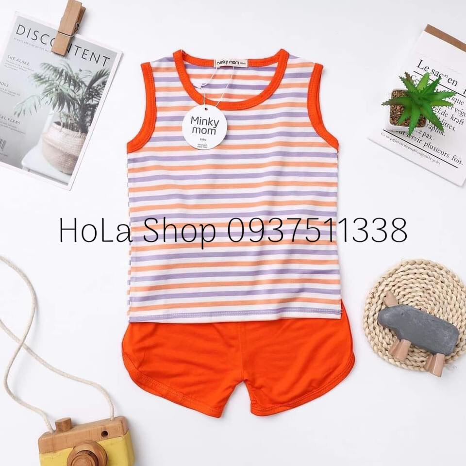 Bộ Ba Lỗ Dệt Sọc Minky Mom Thun Lạnh Siêu Mát Cho Bé TH117