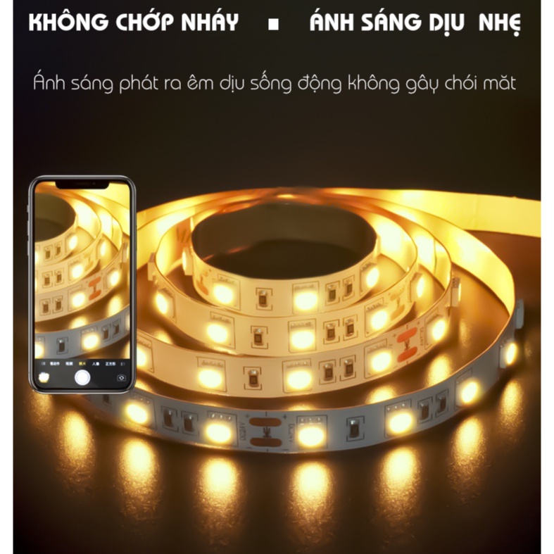 Dây đèn LED 5050 đổi màu RGB, đơn màu trắng vàng, LED dây 2835 cuộn 5m điện áp DC12V dùng trang trí hắt sáng nội thất
