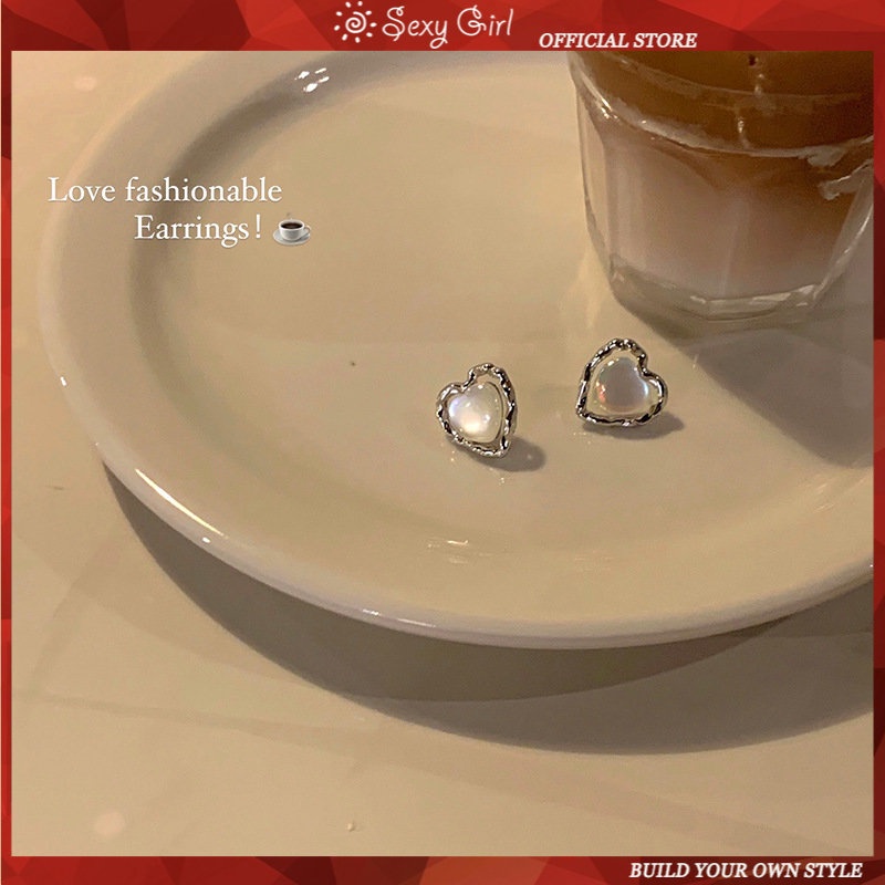 Bông Tai Mạ Bạc 925 Hình Trái Tim Ánh Trăng Thời Trang Mùa Thu Mới Cho Nữ