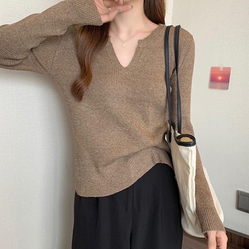 Áo Len Nữ Tay Dài Cổ Chữ V Thời Trang Hàn Quốc