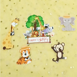 trang trí bánh kem [FREESHIP❤️] set cắm động vật rừng xanh