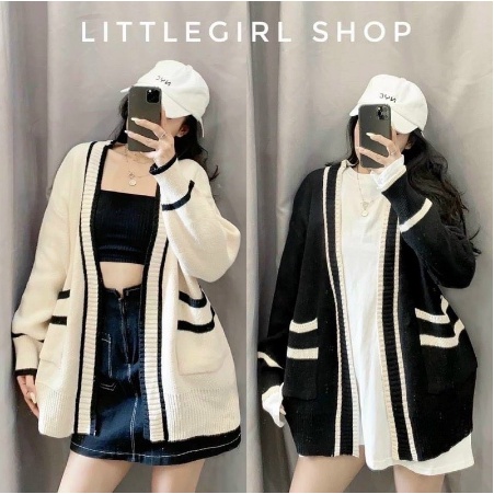 [Ảnh thật/Video] Áo khoác cadigan len form rộng viền 2 màu ulzzang - Áo cardigan Quảng Châu