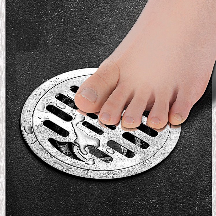 Nắp Cống Thoát Nước Sàn Nhà Tắm Hình Tròn Bằng Thép Không Gỉ Chống Tắc Nghẽn Hai Công Dụng
