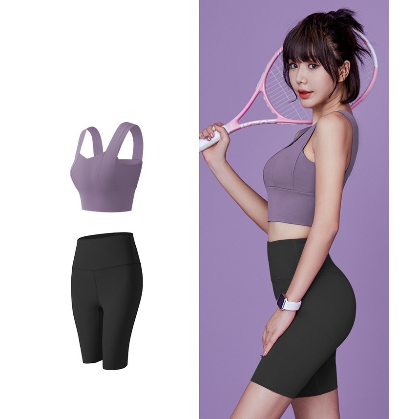 Bộ đồ quần áo tập Gym Yoga nữ áo bra và quần legging lửng body, set đồ thể thao xuất khẩu loại đẹp GYM FASHION