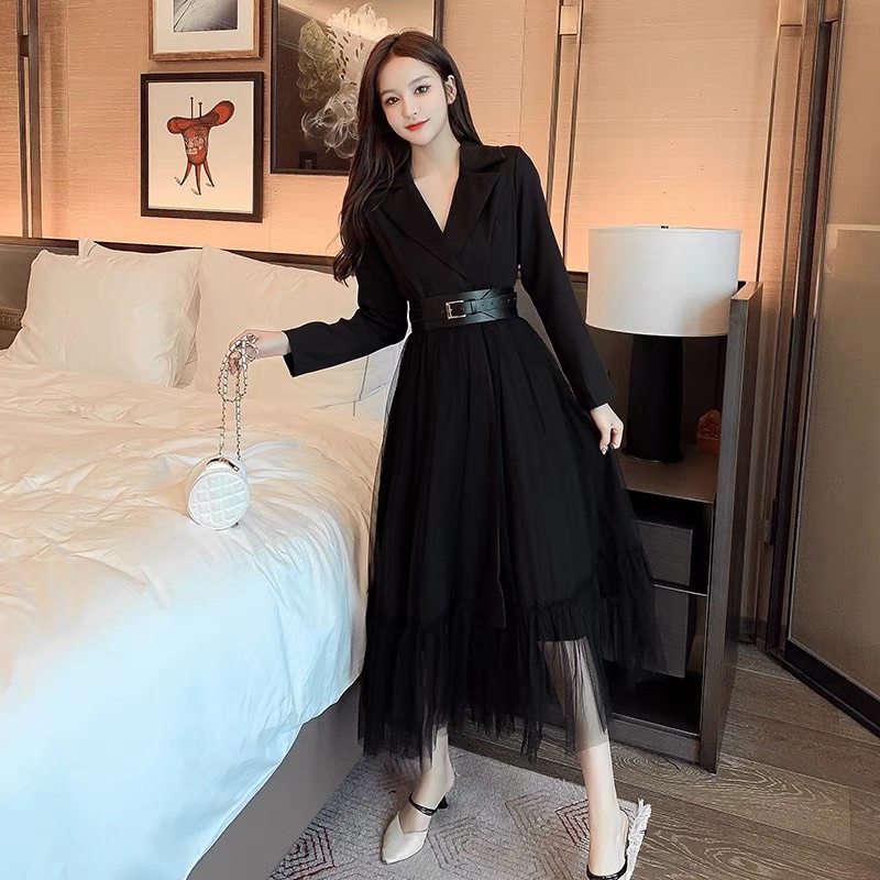 Đầm vest đen dài siêu sang size M